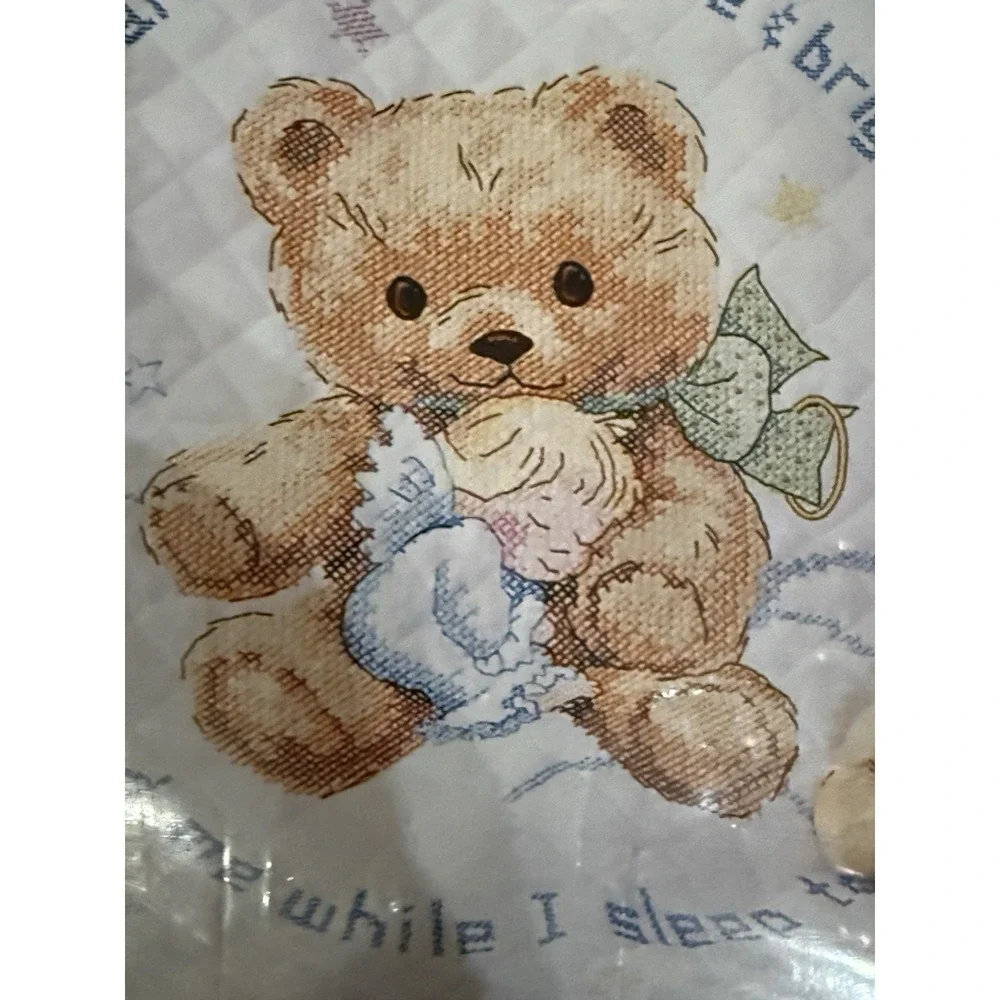 Dimensions Cuddly Bear Quilt 13065 Stamped Cross Stitch Kit Guardian Angel *Read